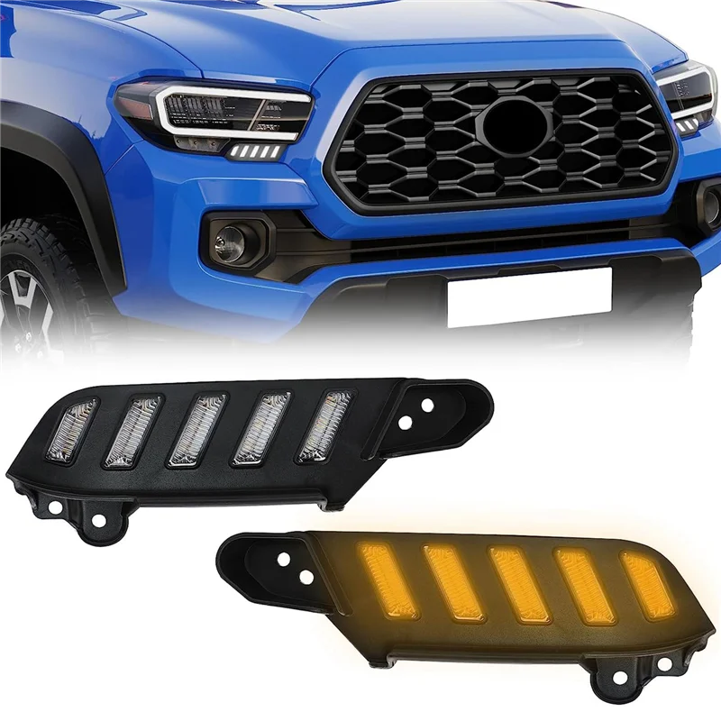 Дневные ходовые огни для Toyota Tacoma 2016-2023 желтый последовательный сигнал поворота