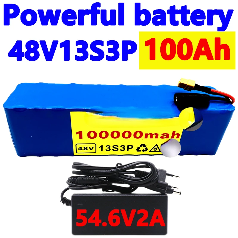 

48V100Ah 1000w 13S3P XT60 48V комплект литий-ионный батарей 100000mah для 54,6 v E-bike Электрический велосипед Скутер с BMS + зарядное устройство