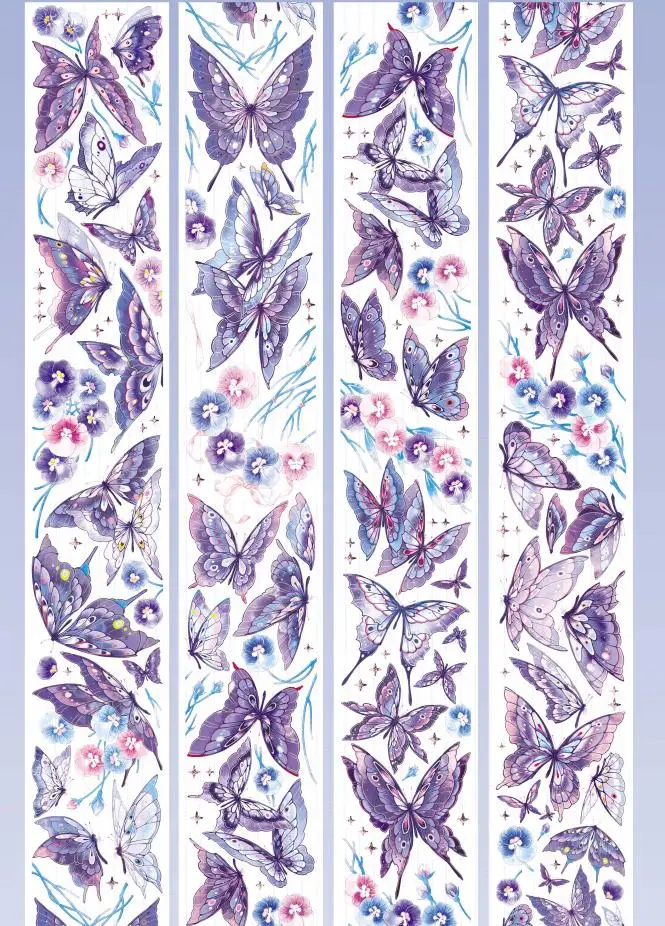 

5meter/10Meter Purple Butterfly Silver Laser Shiny PET Tape