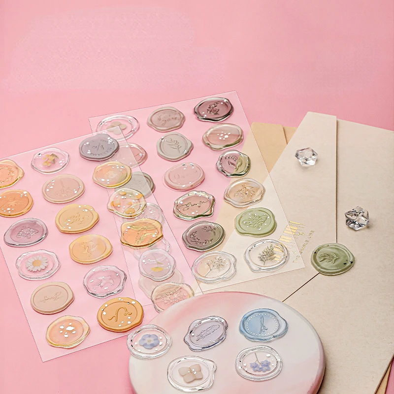 

Розовые милые восковые Стикеры для запечатывания, уплотнительные готовые Стикеры, наклейки с этикетками Ins, наклейки «сделай сам», уплотнительные наклейки для конвертов, Декор
