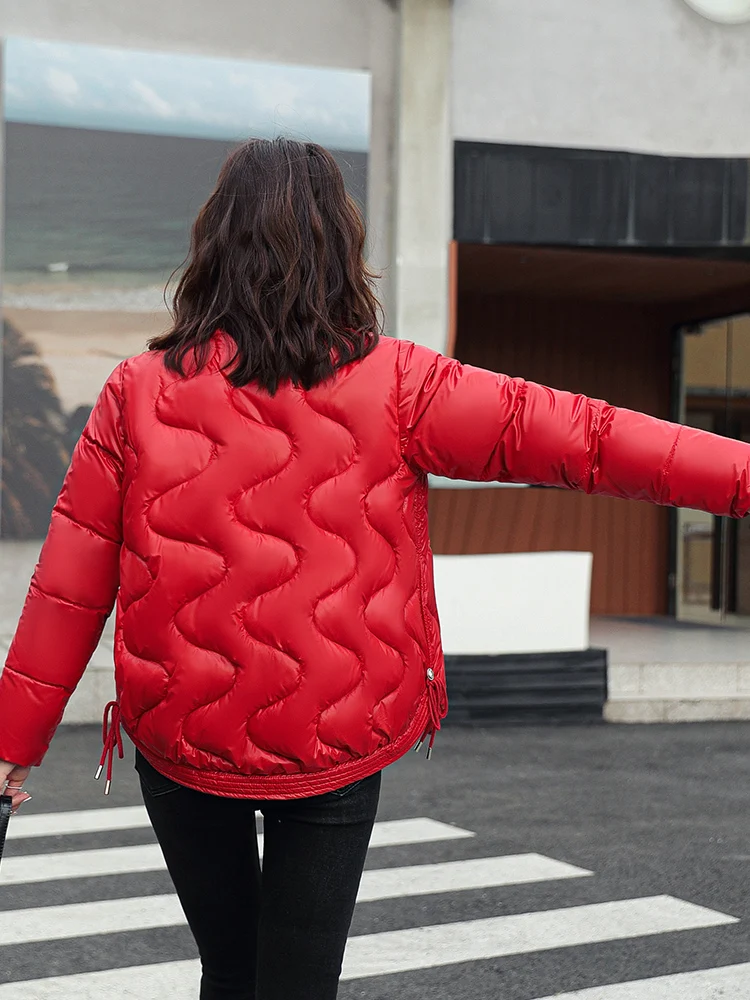 2023 Women's Winter Jacket Streetwear Polyester Zipper Straight 3 Solid Color Padded Coat Warm Femme Parkas Black Women Clothing