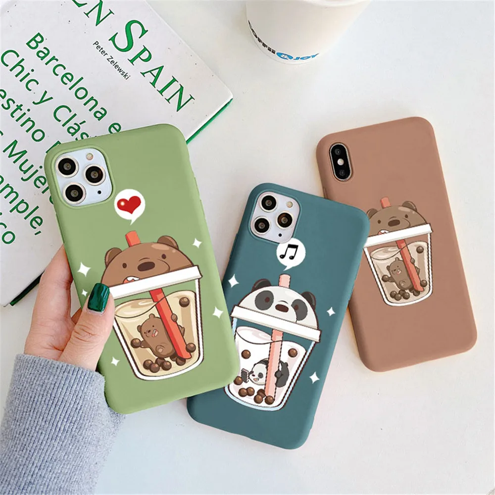 

moskado Cute Cartoon Panda Bear Case for iPhone 11 Pro Max 13 Mini 12 X XS Max XR 7 8 Plus SE 2020 Mobile Phone Protective Cover