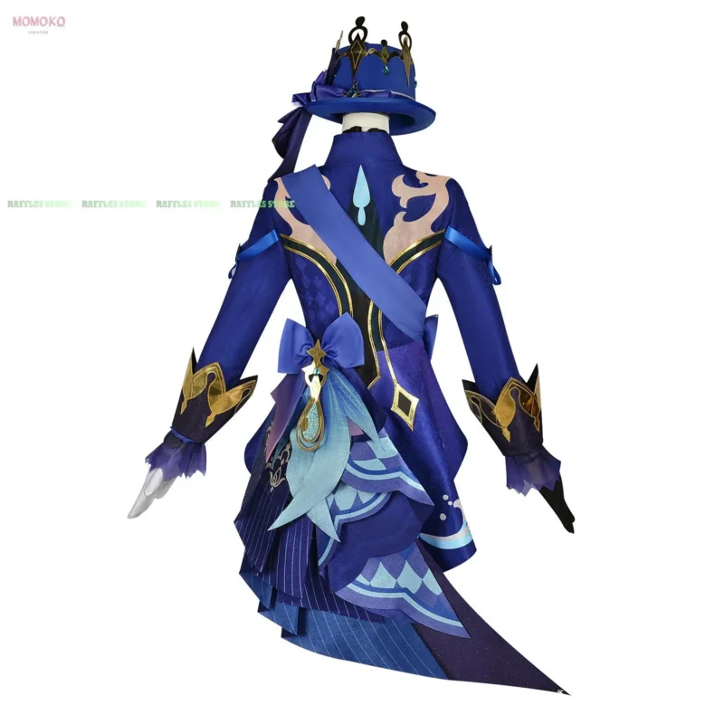 Женский костюм для косплея Furina парик шляпа Genshin Impact аниме черные фокалоры одежда