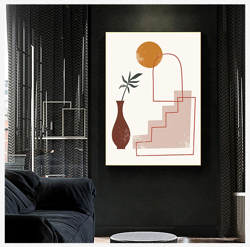 

Картина на холсте, постеры и принты в скандинавском стиле, настенные картины для гостиной, Декор, абстрактная винтажная девушка в горшке, растения, листья, настенное искусство