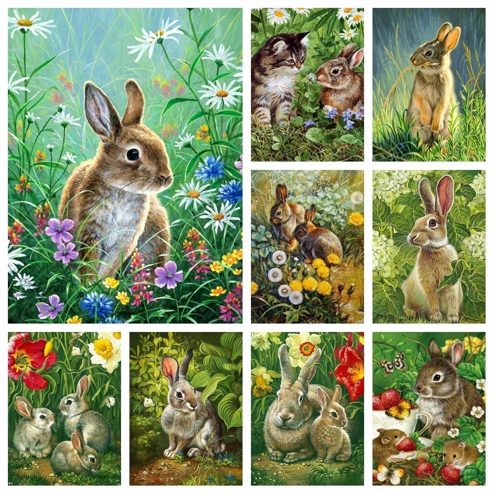 

Diamond Painting Rabbit Easter New 2023 Diamond Embroidery Animal 5D Full Square Mosaic Dotz Rhinestones Handmade Hobby Mk1201