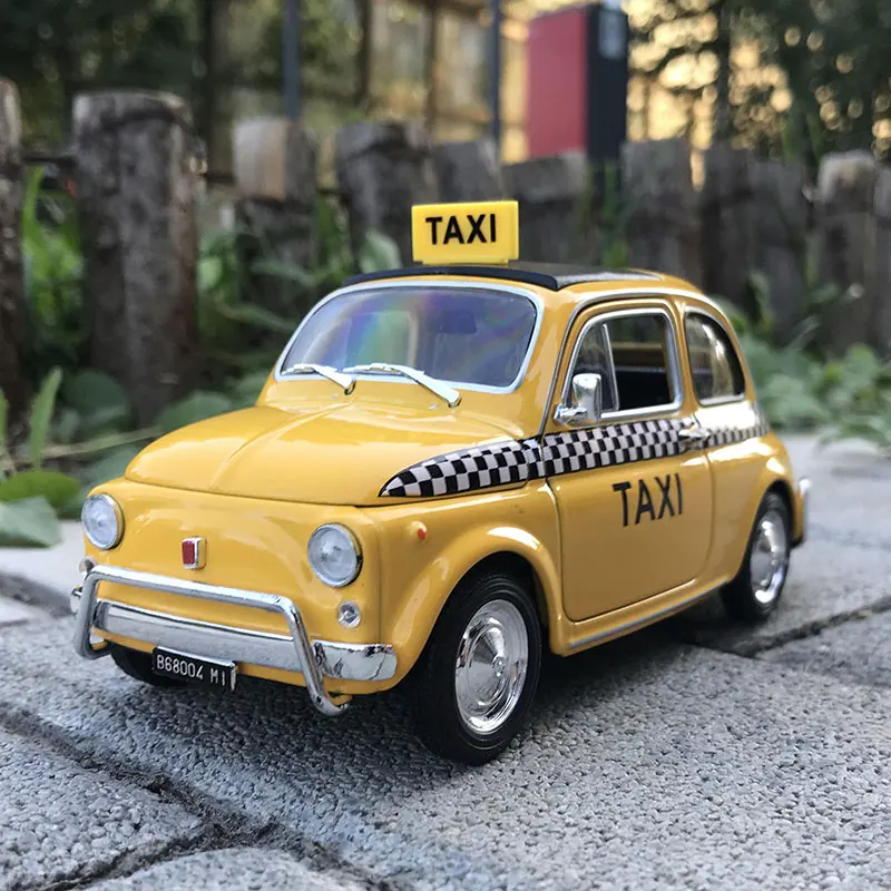 

WELLY Литой Сплав 1:24 Fiat 500 Классическая Милая желтая модель такси модель автомобиля для взрослых Классическая коллекция подарок дисплей сувен...