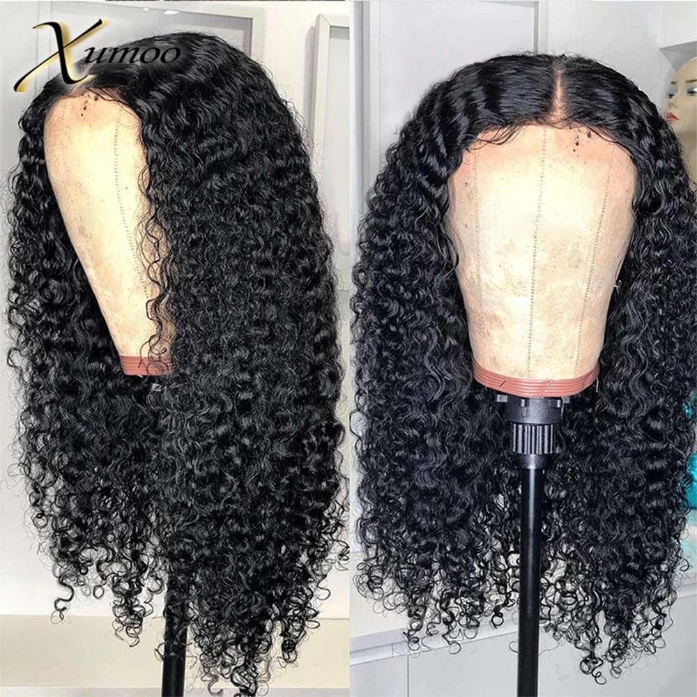 200 Density Deep Wave 13x4 Lace Frontal Human Hair Wig Pre Plucked Remy Brazilian 4x4 Closure Wigs Transparent For Black Women