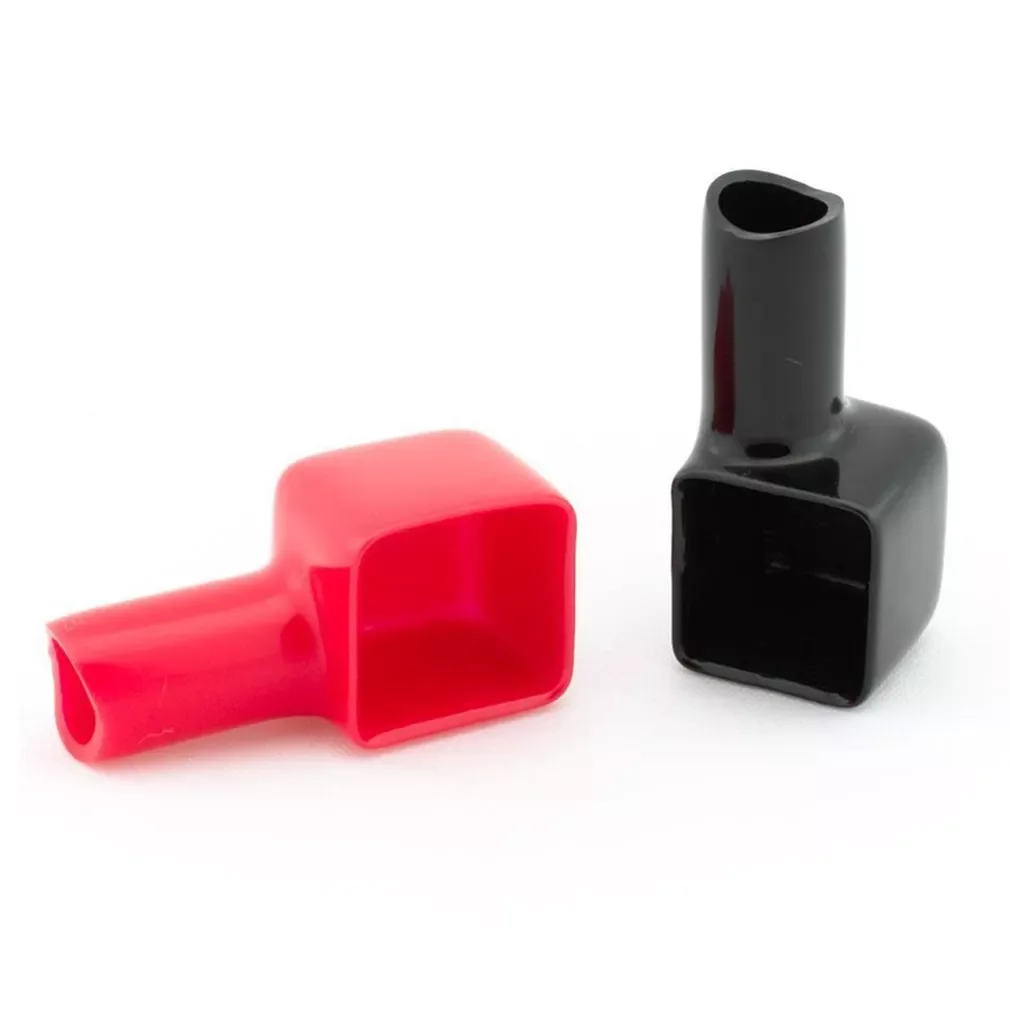 

Durable 2pcs Red&Black Square Motorcycle Battery Terminals Rubber Covers Universal fit for Bike Scooter for Kart ATV New