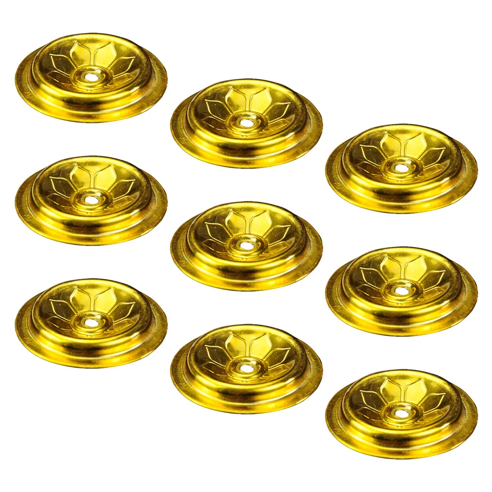 

9 Pcs Oil Float Interior Accessories Golden Cup Holder Candelabra Floating Oil Wicks Aluminum Ghee Lamp Holder