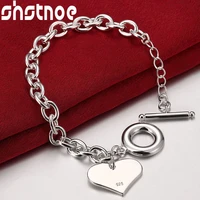 925 sterling silver love heart pendant chain bracelet for women party engagement wedding gift fashion charm jewelry