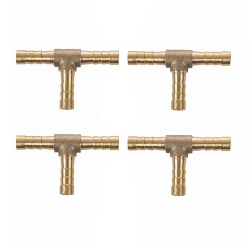 

Retail 4Pcs Air Fuel Water 3-Way Brass Tee T Fitting Hose Barb Connector