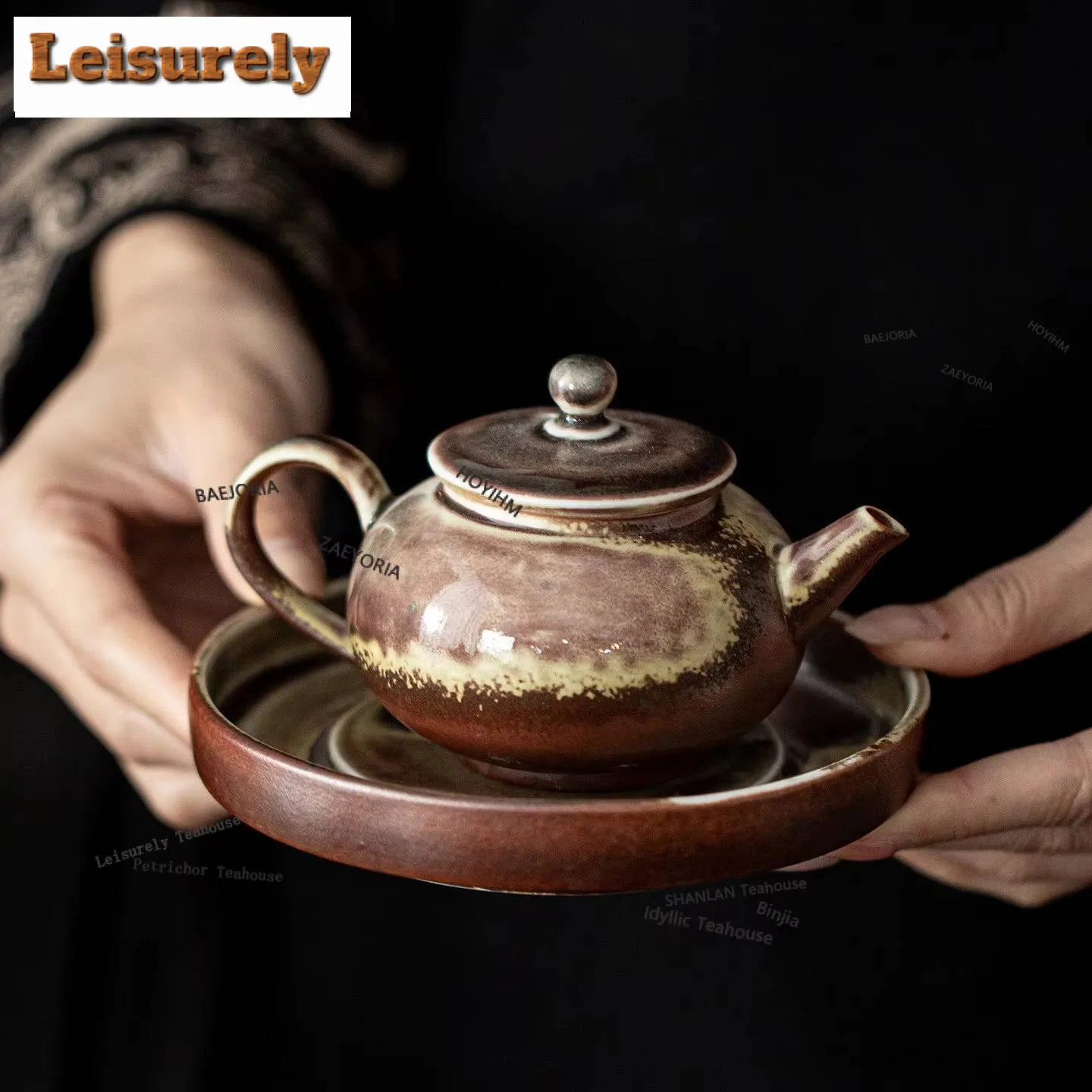 Фото Круглая подставка для чашек Kiln Fambe, подставка для чайного подноса, подставки для сухих напитков, фруктовница, украшения для кафе и чайных церемоний Пуэр №3