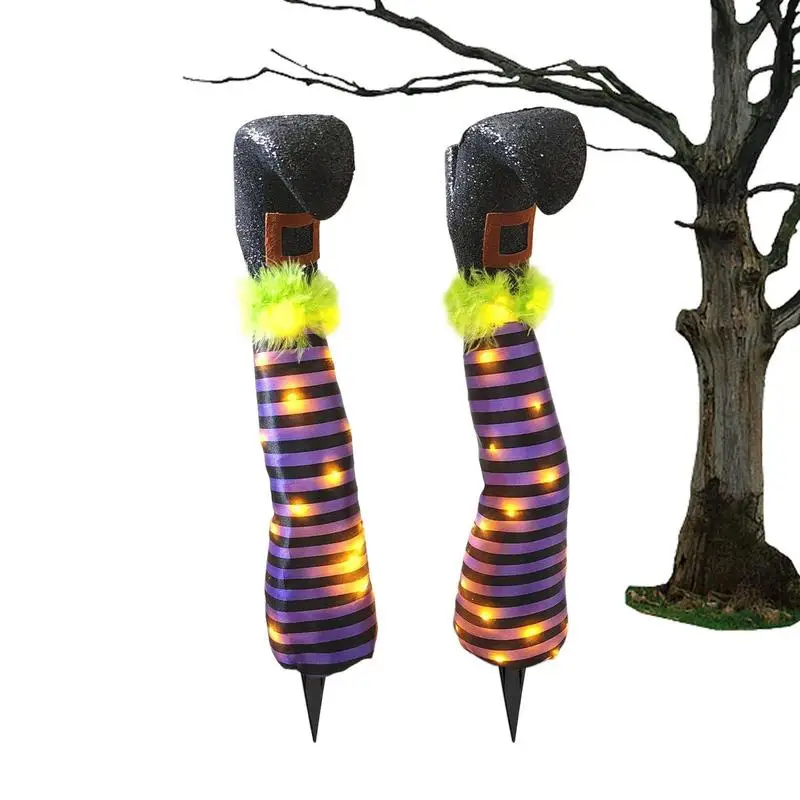 

Witch Legs Stakes Halloween Evil Witch Legs Props Reusable Vivid Halloween Legs With Lights Indoor Outdoor Party Decoration