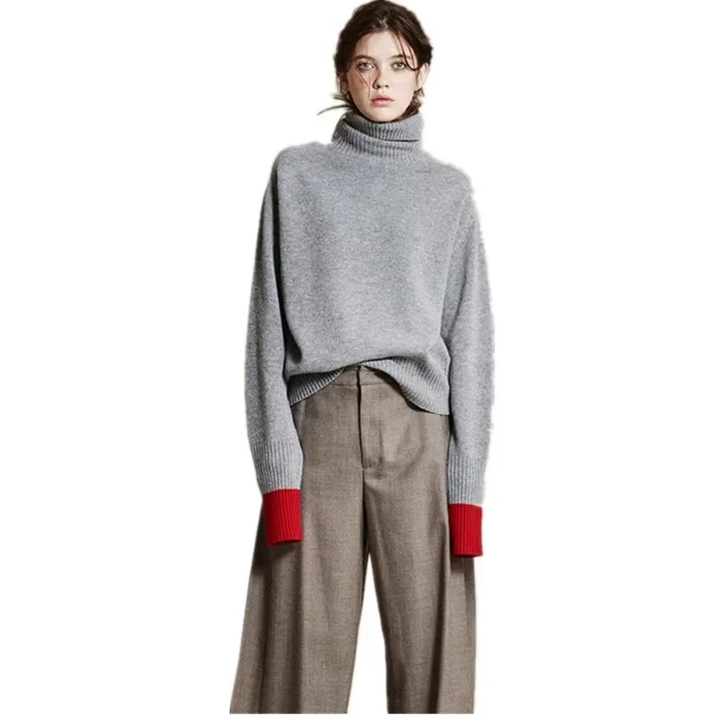 Свитер женский из 100% чистого кашемира с высоким воротником