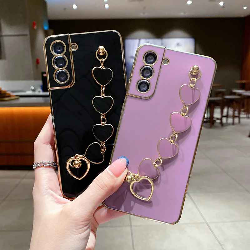 Luxury Love Bracelet Chain Painting Silicone Case For Huawei Y7A Y9A Y8P Y7P Y6P Y6S Y9S Y6 Y7 Y9 2019 Coque Square Soft Cover