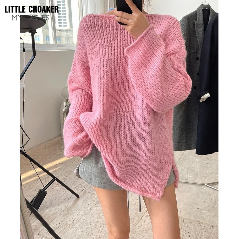 

Женское модное платье, женский свитер, белые пуловеры, вязаная одежда оверсайз в готическом стиле