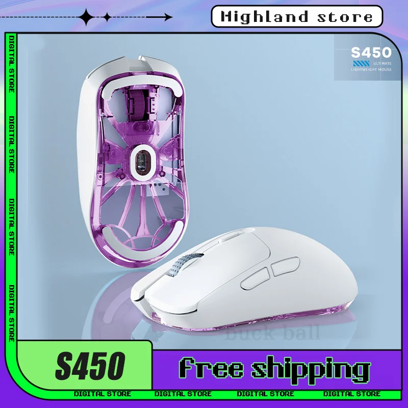 Проводная Bluetooth-мышь PHYLINA S450 2 режима 4G USB-мышь 53 г легкая PAW3395 CSGO LOL CF