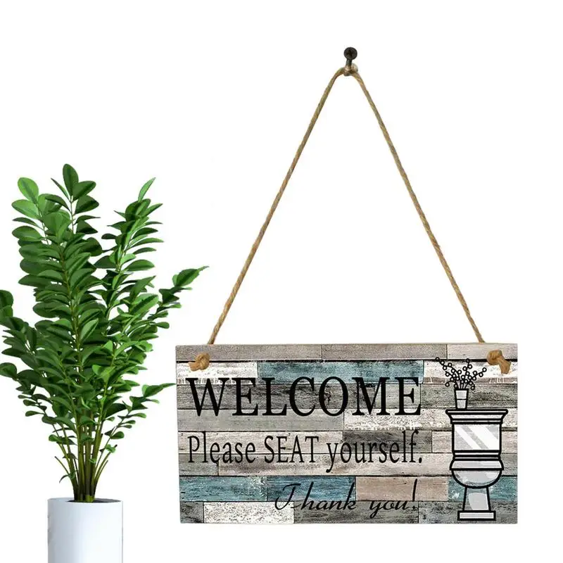 

Bathroom Toilet Signs Board Wooden Please Seat Yourself Welcome Hanging Wall Art Sign Home Restroom Decor Farmhouse