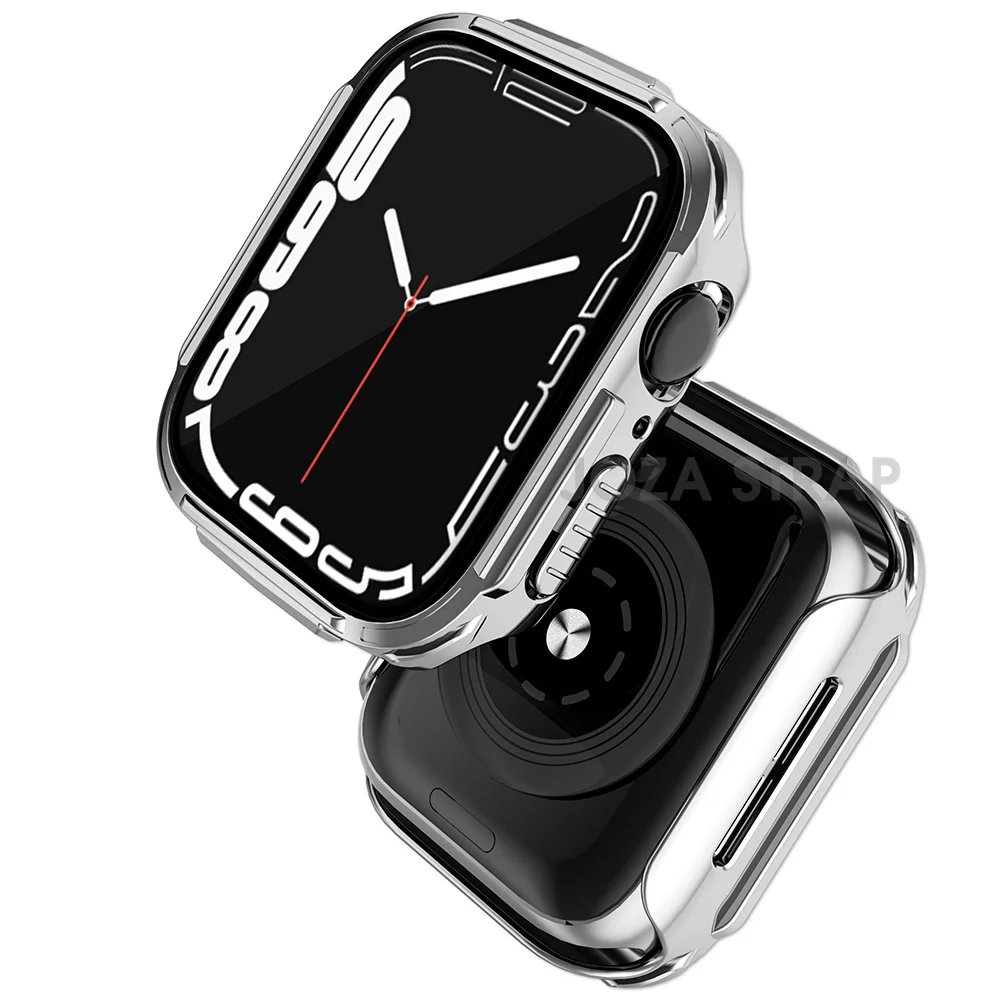 

Стекло + чехол для Apple Watch Серия 7 6 5 4 3 2 1 SE 45 мм 41 мм чехол для iWatch 44 мм 40 мм 38 мм 42 мм защита для экрана бампера + крышка для часов