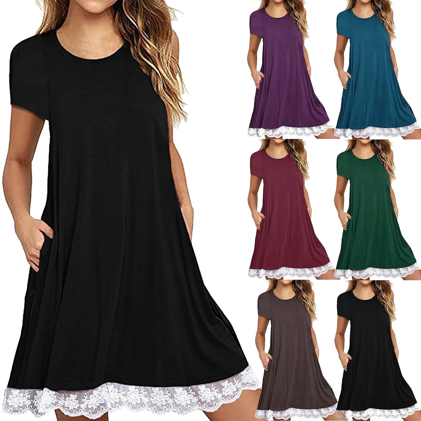 

Модное белое кружевное строченное элегантное женское платье мини с коротким рукавом и вырезом лодочкой хлопковое свободное повседневное ж...