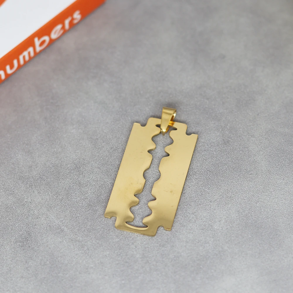 

Trendy Blade Stainless Steel Charms Gold Color Pendant DIY Hip Hop Fashion Men Necklace Charm For Jewelry Making Craft Accessory
