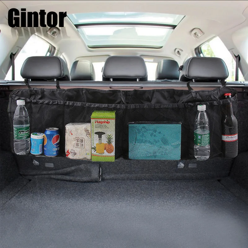 

Car SUV Rear Seat back Trunk Seat Bag Organizer Backseat Storage Bag Net Big Capacity Foldable Auto Stowing Tidying Accessories