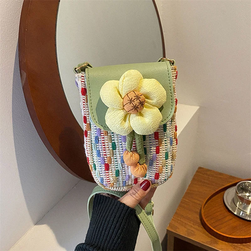 

Women Fashion Flower Shoulder Crossbody Bag Small Simple Mobile Phone Coin Purse