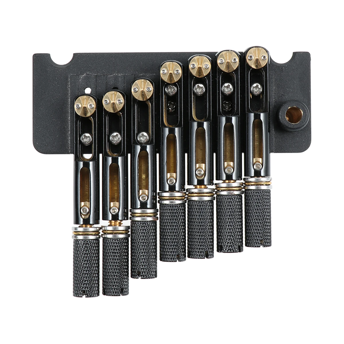 

GA878 7 String Headless Metal Saddle Bridge Strain Plate Bridge for Musical Instrument Replacement Guitar Tremolo System (Black)