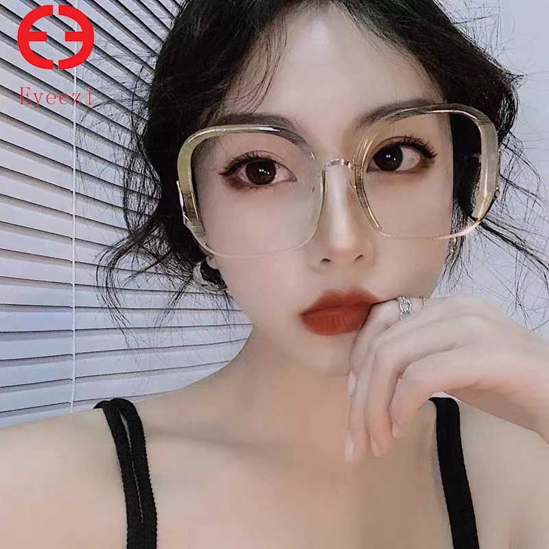 

Прозрачные очки Eyeezi, женские оверсайз очки с синим светом, оправы для женщин, дизайнерские роскошные большие очки, оправа для женских очков