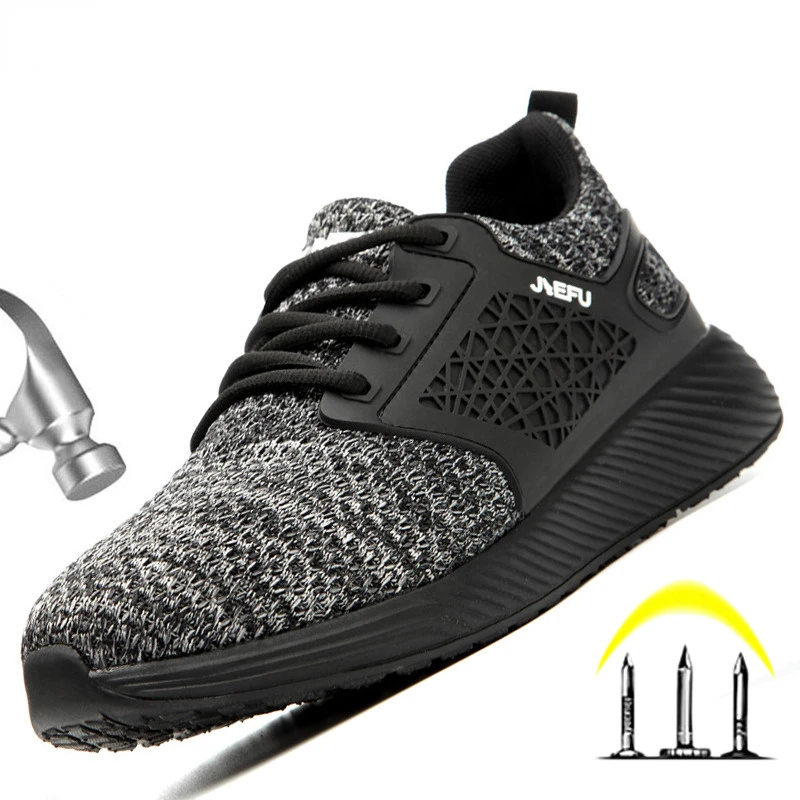 

Breathable Safety Shoes Men's Work Boots Indestructible Safety Boots With Steel Toe Cap Anti-stab Work Shoes For Men Sneakers