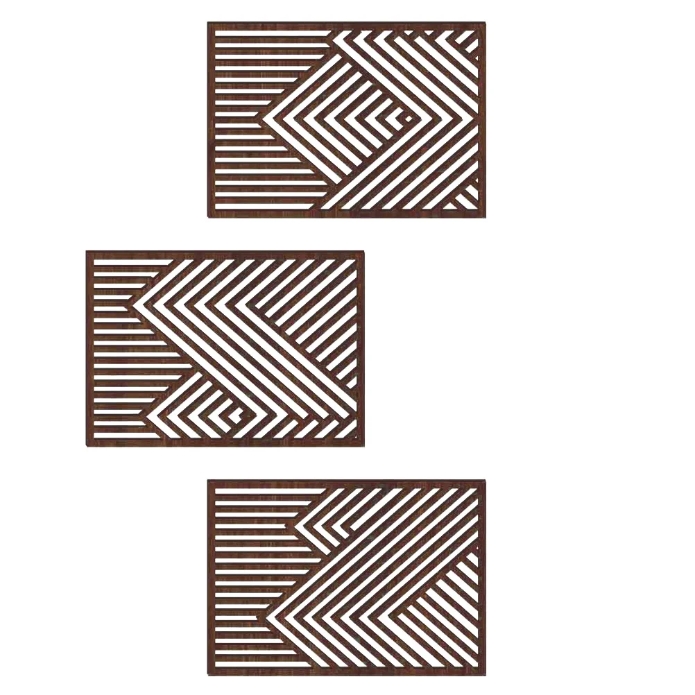 

3pcs Abstract Mountain Wall Decor Carved Geometric Wall Art Wooden Craft Wall Art Panel Decor