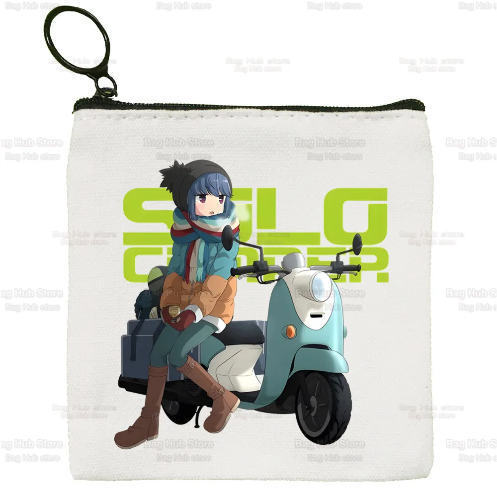 Yuru Camp Canvas Coin Purse Anime Canvas Bag Small Square Bag Nadeshiko Key Bag Storage Bag Card Bag Cartoon Coin Bag