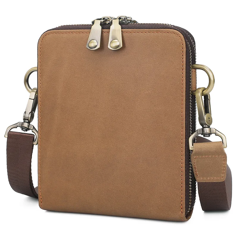

Crossbody Leather Men's Men Zipper Phone Cowhide Bag Small Bag Messenger For Simple Double Design Bag Bag Shoulder Luufan Genine