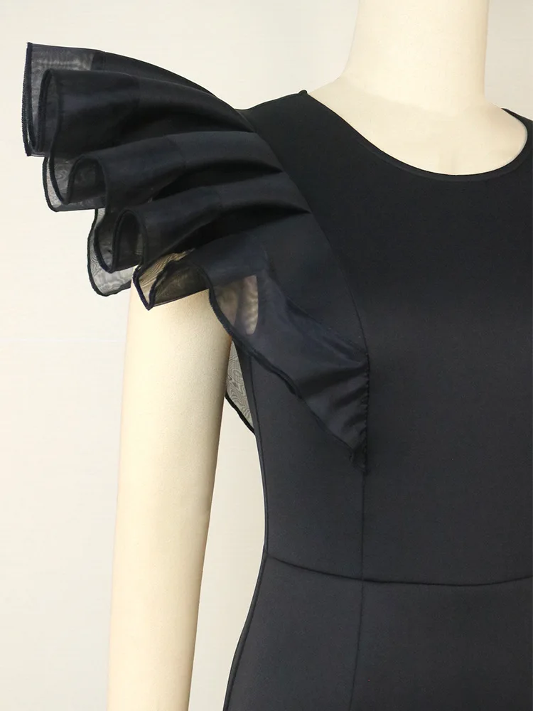 Plus Size Puff Sleeve Dress Mesh Occasional Elegant Cloth Female Fashion Luxury Gown 2023 Spring Women Evening Party New Dress