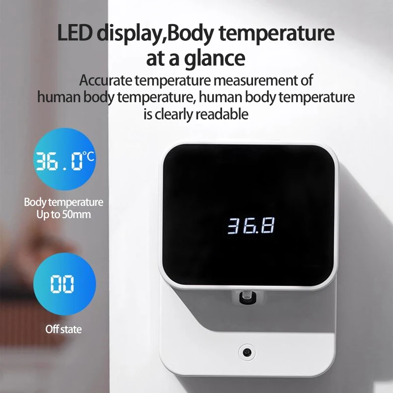 

Body Temperature Soap Dispenser Smart Sensor Foam Wall-mounted Infrared Non-contact Hand Sanitizer Charging Holder Home Tools
