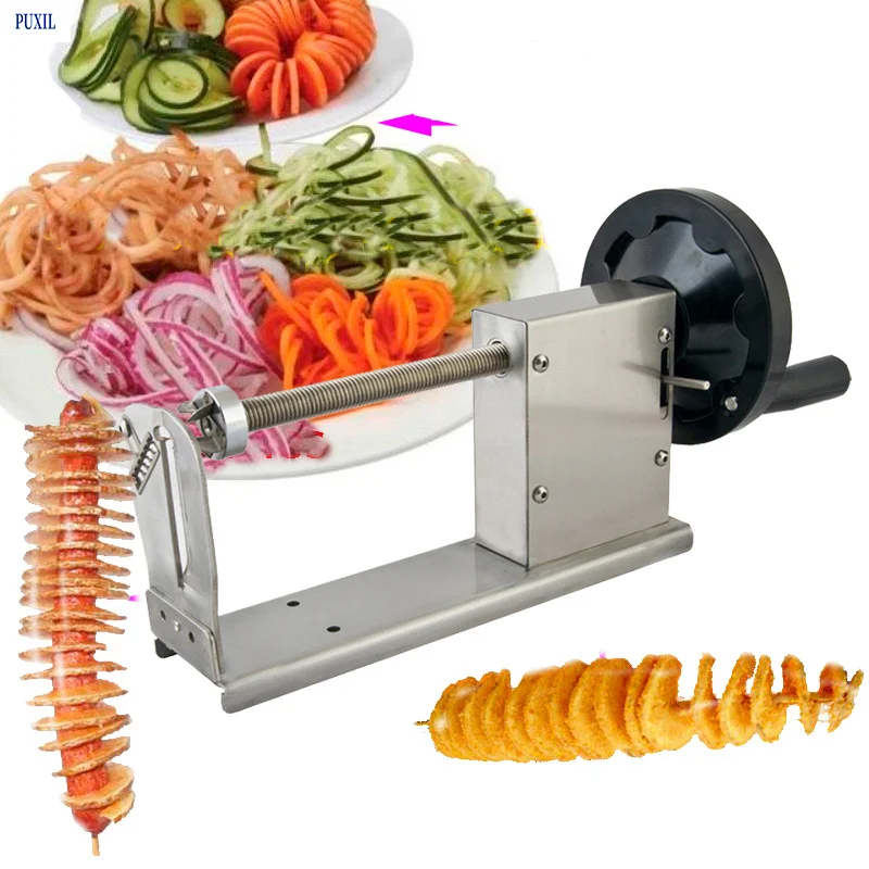 Manual Spiral Potato Stick Twisted Toronto Potato Slicer Fry Potato Tower Cutter 3 Blades Potato Line Shaped Food Processor