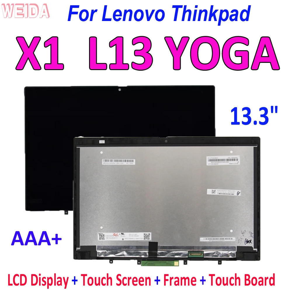 

ЖК-дисплей с сенсорным экраном и дигитайзером в сборе для Lenovo Thinkpad X1 L13 YOGA, 13,3 дюйма, рамка 5M10W64463 5M10W64466 5M10W64465