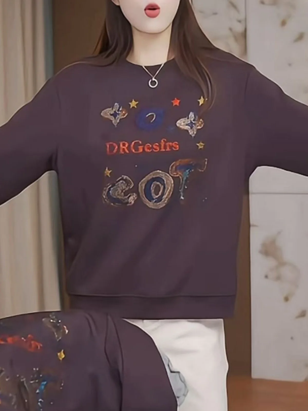 Plus Size Manfei Jirui Модная толстовка с круглым вырезом и Женская одежда Осень Новый