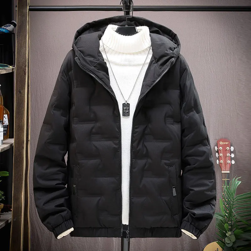 Men's Cotton Jacket Winter New Thickened Hooded Casual Fashion Large Size Cotton Jacket