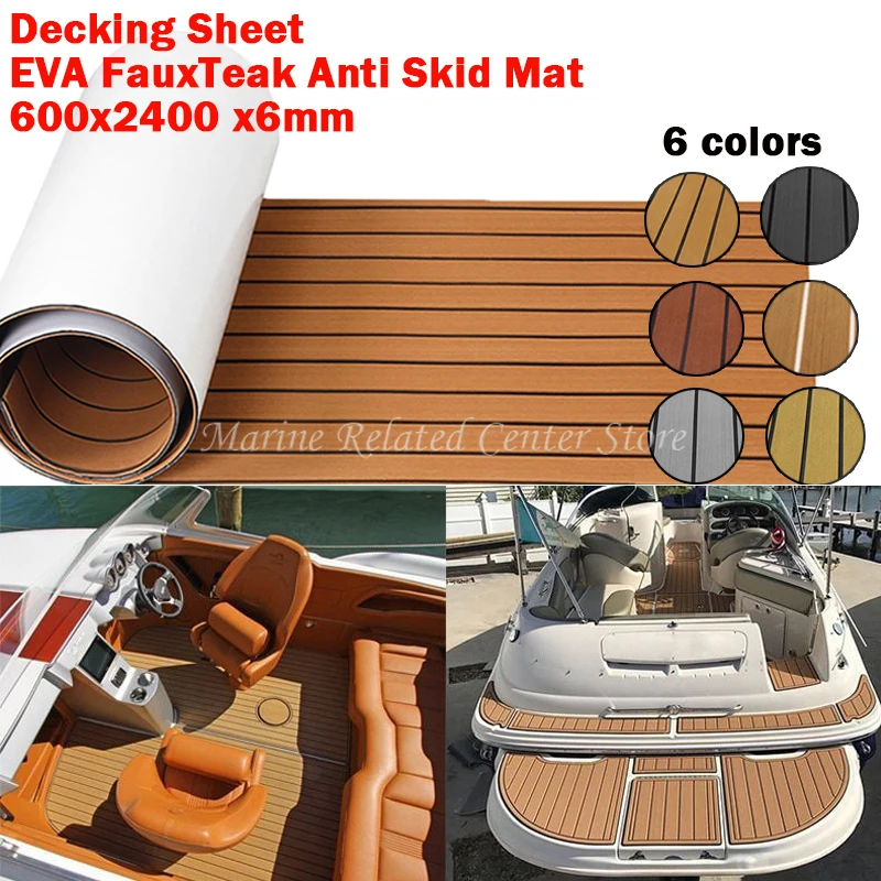 

Самоклеящиеся напольные покрытия для лодки и яхты из пены эва 2400x600x6 мм, искусственный Тиковый лист, настил для лодки, декоративный коврик, 6 цветов