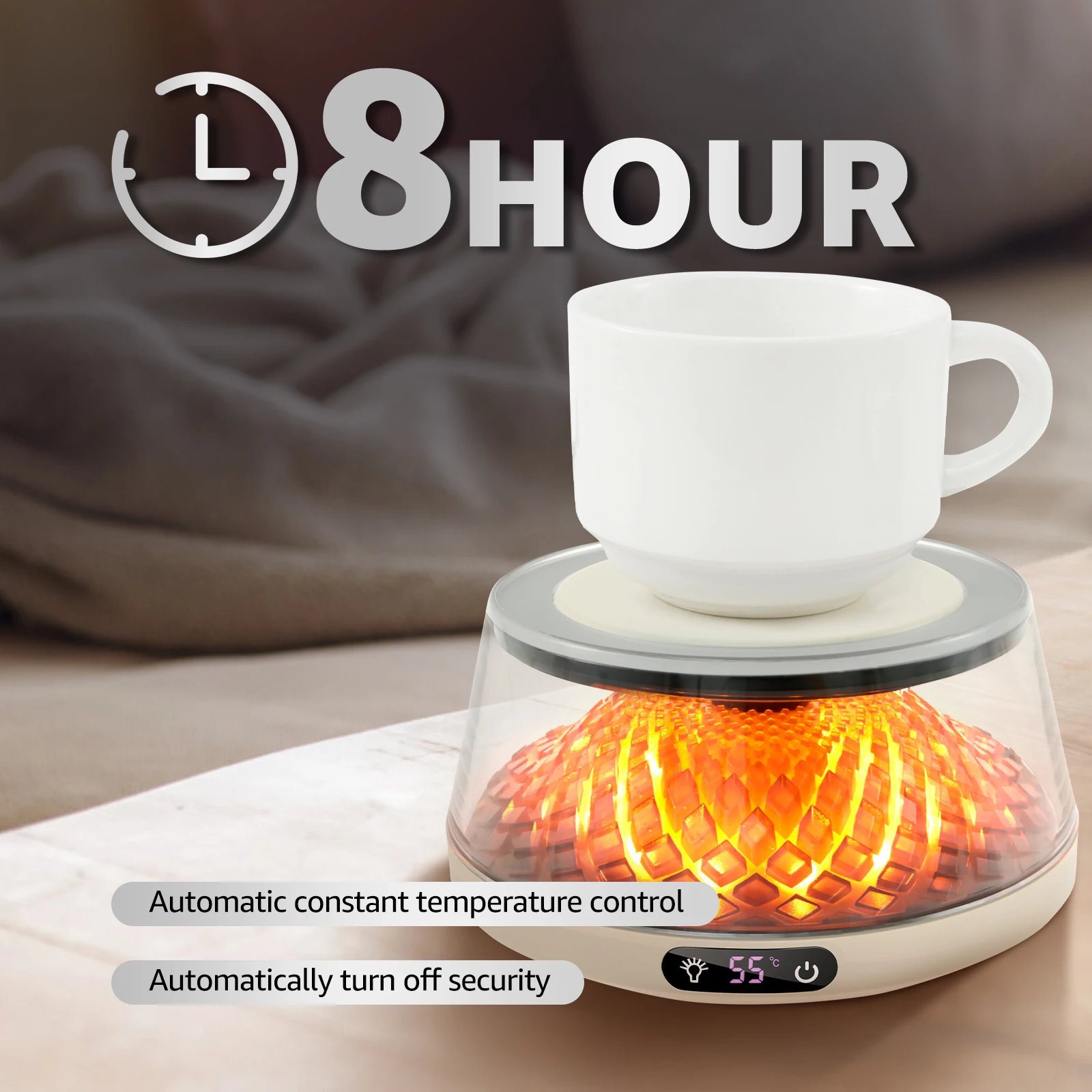 Электрическая грелка для кружек с 7 эффектами освещения 4 настройками