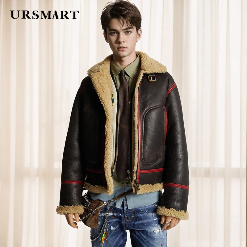 Мужская классическая куртка-Авиатор B3 из натуральной кожи