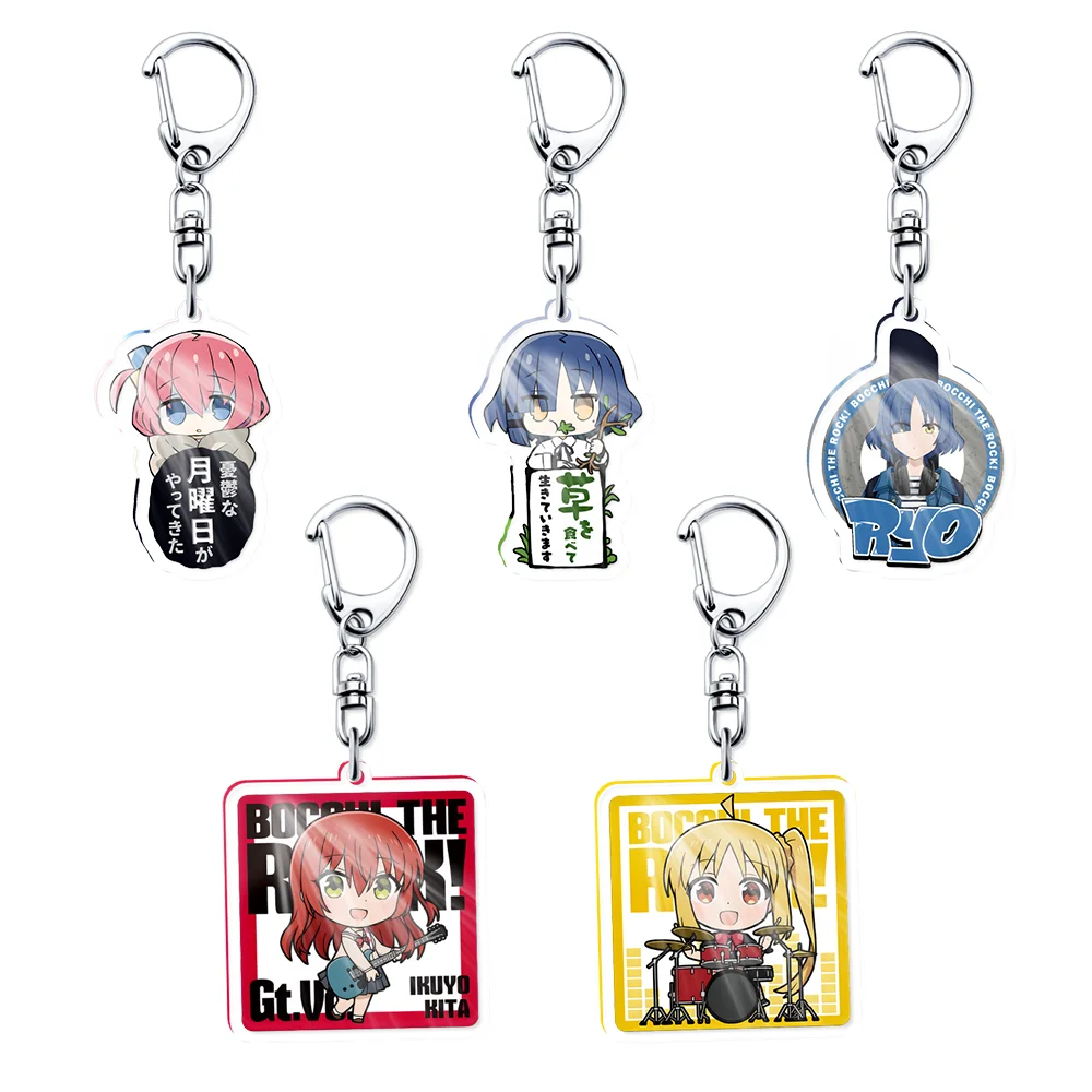 Anime Bocchi The Rock Girls Acrylic Keychain Gotou Hitori Ijichi Nijika Yamada Ryo Kita Ikuyo Figures Pendant Key Ring Gifts