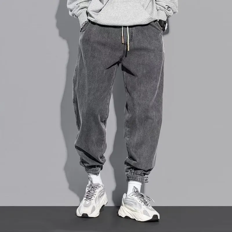 Jeans Men's Summer Tide Brand Loose Spring and Autumn Men's New 2022 Beam Feet Nine Points Workwear Casual Long Pants