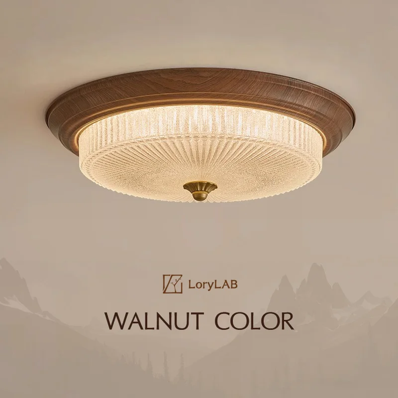 Стеклянный абажур орехового цвета с гравировкой французский ретро-стиль в