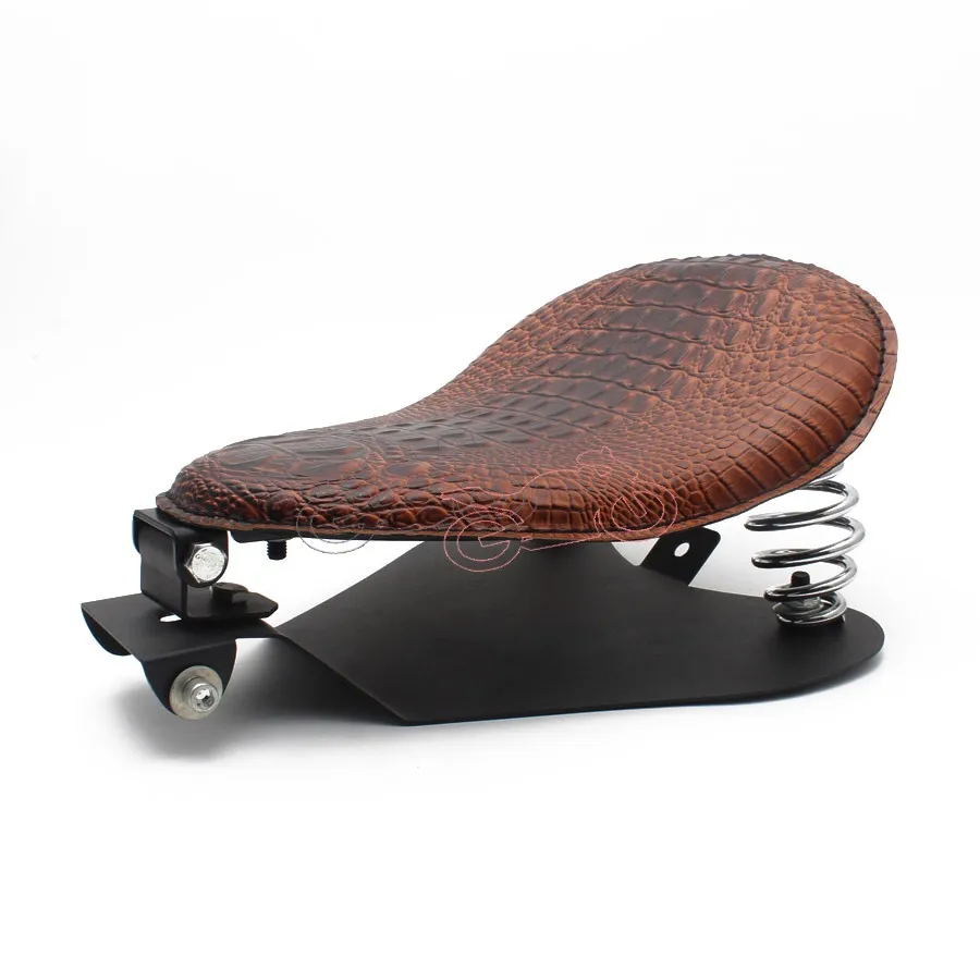 

Седло мотоциклетное из искусственной кожи под крокодиловую кожу + серебристая пружинная подставка 3 дюйма