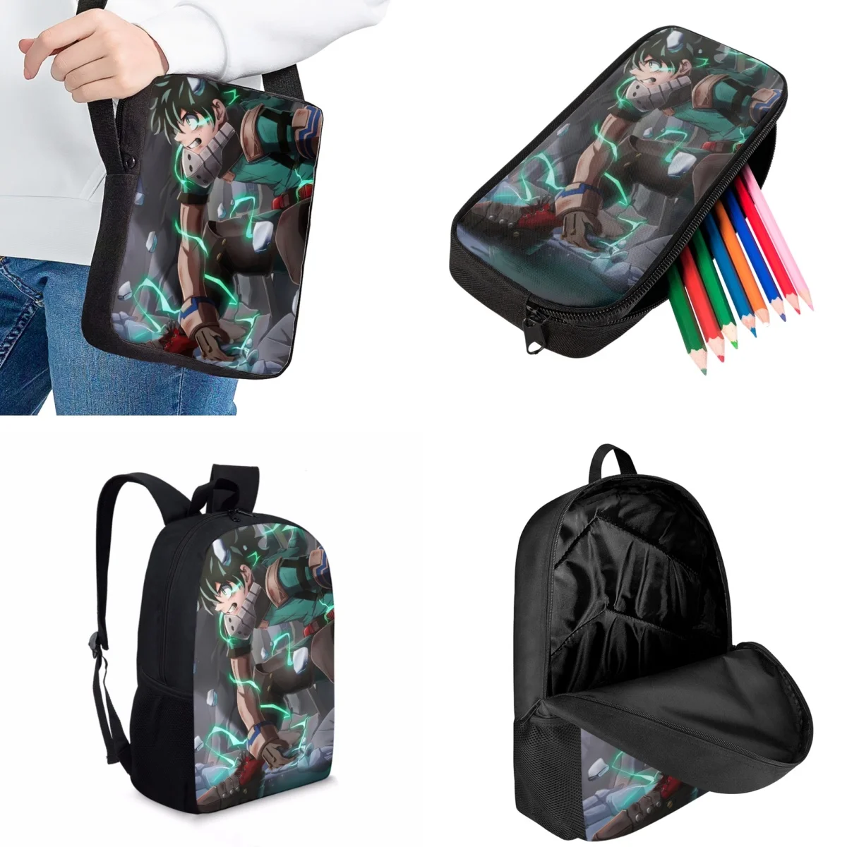 Jackherelook Anime My Hero Academia Graphic Print Fashion Teenagers School Bags Set Kids School Backpacks Boys Casual Book Bags