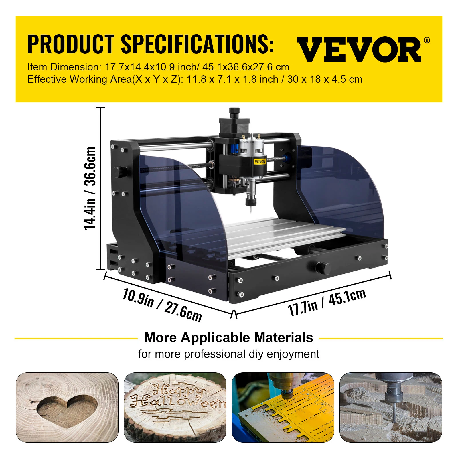 VEVOR CNC 3018 PRO MAX маршрутизатор лазерный гравировальный станок 3 оси GRBL управление