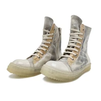 new design tie dye leather transparent outsole mens shoes american style hip hop man lace up cool summer boot