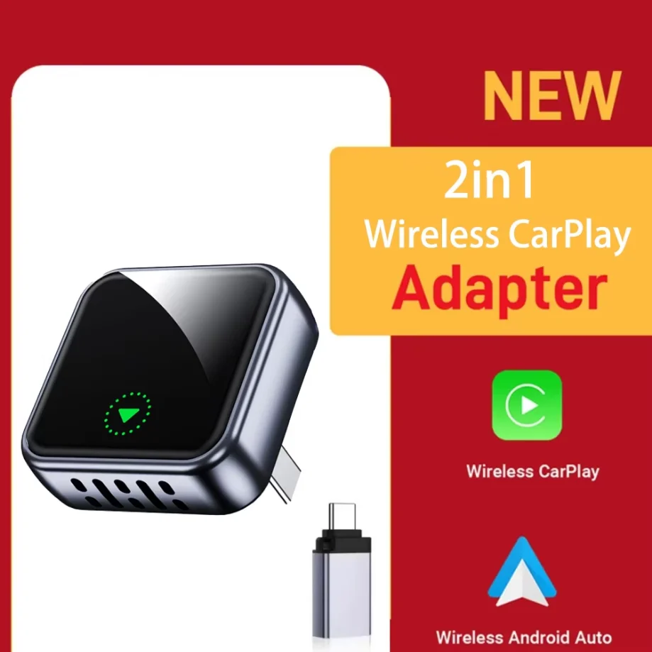 

2в1 Проводной к беспроводному адаптеру CarPlay Дизайн автомобиля Plug and Play Легко подключить быстро стабильно для Apple android Auto CarPlay